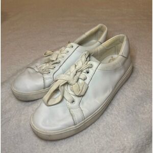 Sam Edelman Women White Leather Lace Up Low Top Sneakers Shoes Size 8